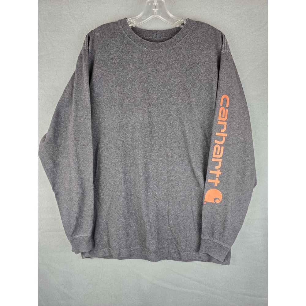 Carhartt Men's Medium Gray Long Sleeve T-Shirt Loose Fit Sleeve Logo Workwear